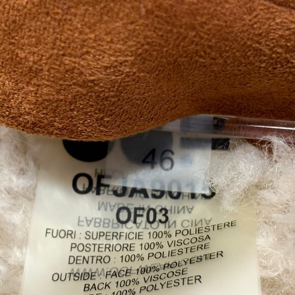 OOF WEAR Size L Tan Beige Faux Suede Shearling Reversible Belted Coat - Picture 6 of 8